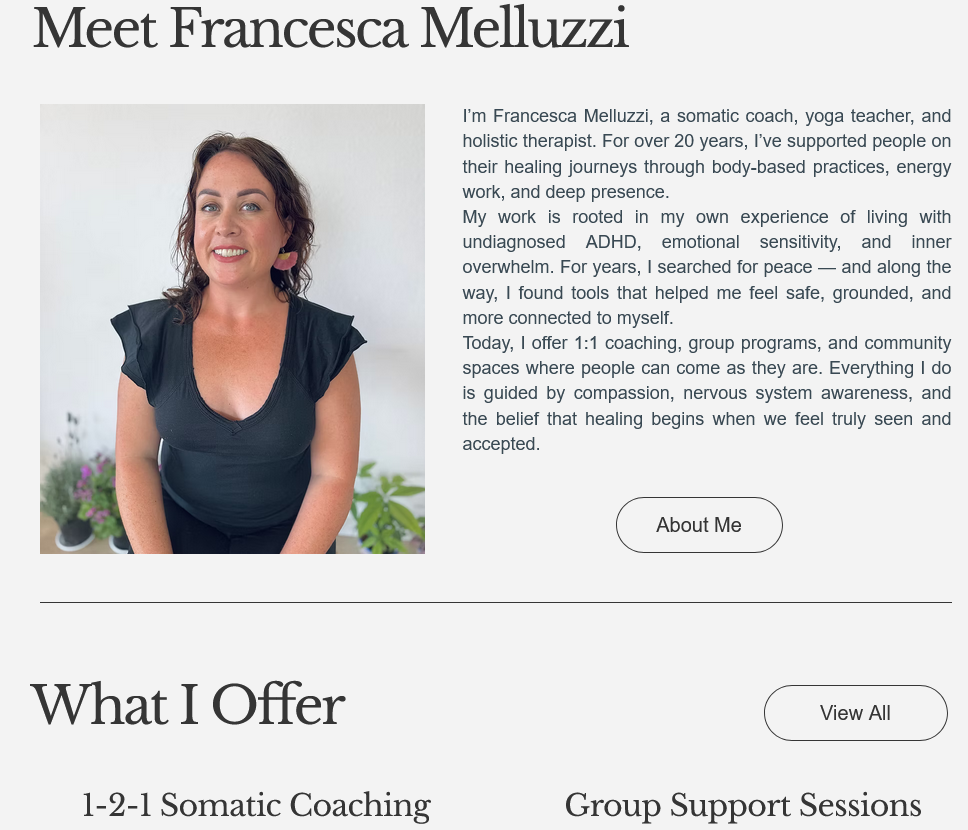 Somatic Therapist & Autism Coach Francesca Melluzzi